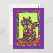 ステンドグラス子猫 ポストカード (正面/裏面)