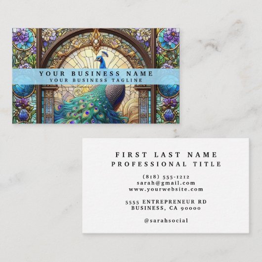 ステンドグラス孔雀の名刺 名刺 (正面/裏面)