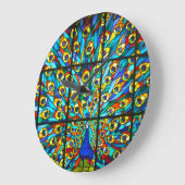 ステンドグラス孔雀の時計 ラージ壁時計 (傾斜)