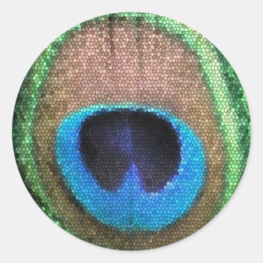 ステンドグラス孔雀ラウンドステッカー ラウンドシール (正面)