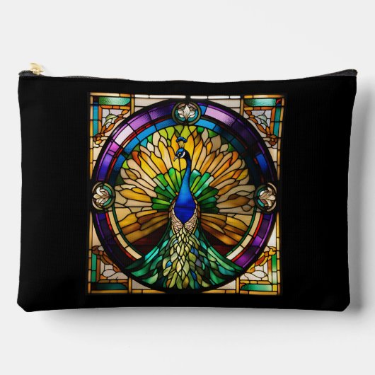 ステンドグラス孔雀 アクセサリーポーチ (正面)