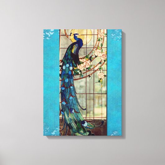 ステンドグラス孔雀 キャンバスプリント (正面)