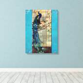 ステンドグラス孔雀 キャンバスプリント (インサイチュ (ウッドフロア))