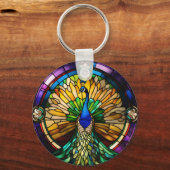 ステンドグラス孔雀 キーホルダー (正面)
