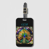 ステンドグラス孔雀 ラゲッジタグ (正面縦)