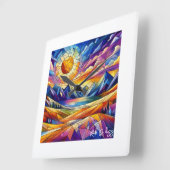 ステンドグラス山時計 スクエア壁時計 (傾斜)