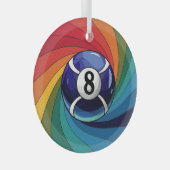 ステンドグラス工芸品、8ボールステンドグラススタイル ガラスオーナメント (正面右)