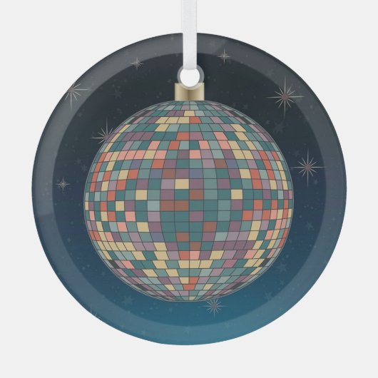 ステンドグラス工芸、ディスコ球用ステンドグラススタイル ガラスオーナメント (正面)