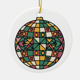 ステンドグラス工芸、ディスコ球用ステンドグラススタイル セラミックオーナメント