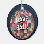 ステンドグラス工芸、ディスコ球用ステンドグラススタイル セラミックオーナメント (左)