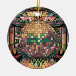 ステンドグラス工芸、ディスコ球用ステンドグラススタイル セラミックオーナメント