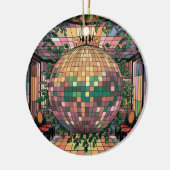 ステンドグラス工芸、ディスコ球用ステンドグラススタイル セラミックオーナメント (左)