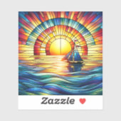 ステンドグラス帆船 シール (シート)