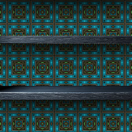 ステンドグラス幾何学暗色ターコイズ小プリント 壁紙