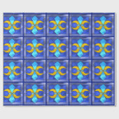 ステンドグラス幾何学的ムーンブルーラッピング紙 ラッピングペーパー (フラット)