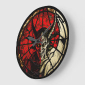 ステンドグラス悪魔デザイン時計 ラージ壁時計 (傾斜)