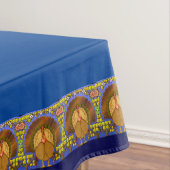ステンドグラス感謝祭トルコ60" x 84" テーブルクロス (インサイチュ)