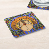 ステンドグラス感謝祭トルコ スクエアペーパーコースター (アングル)