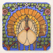 ステンドグラス感謝祭トルコ スクエアペーパーコースター (正面)