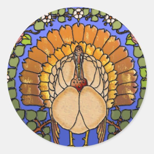 ステンドグラス感謝祭トルコ ラウンドシール (正面)