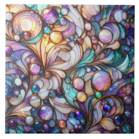 ステンドグラス抽象カラフル タイル (正面)