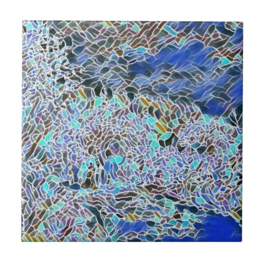 ステンドグラス抽象芸術アートブルースラベンダー タイル (正面)