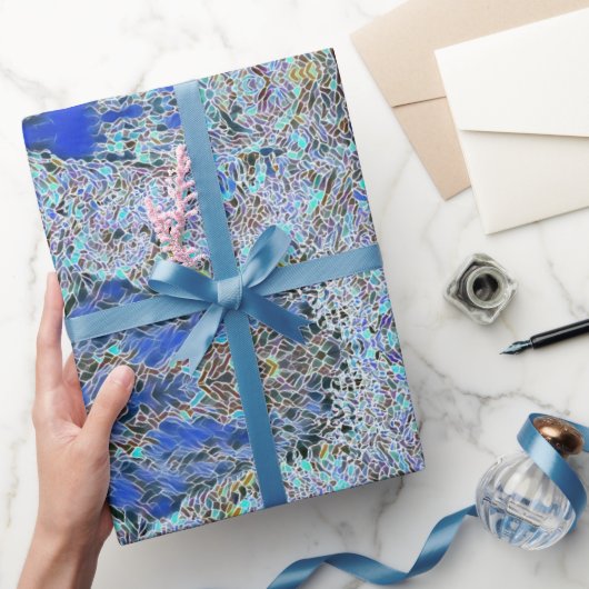 ステンドグラス抽象芸術アートブルースラベンダー ラッピングペーパー (ギフト)