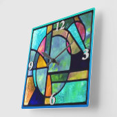ステンドグラス抽象芸術1 スクエア壁時計 (傾斜)