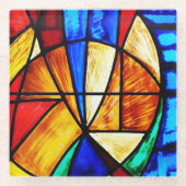 ステンドグラス抽象芸術2ガラスコースター ガラスコースター (正面)