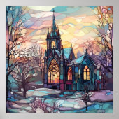 ステンドグラス教会のポスター ポスター (正面)