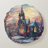 ステンドグラス教会の円枕 ラウンドクッション (裏面)