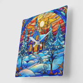 ステンドグラス教会の壁時計 スクエア壁時計 (傾斜)