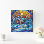 ステンドグラス教会の壁時計 スクエア壁時計 (ホーム)