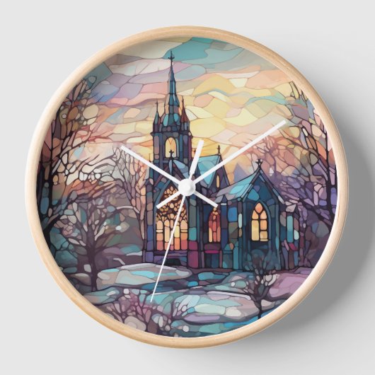 ステンドグラス教会の壁時計 壁時計 (正面)