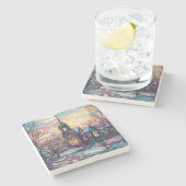 ステンドグラス教会の石コースター ストーンコースター (横)