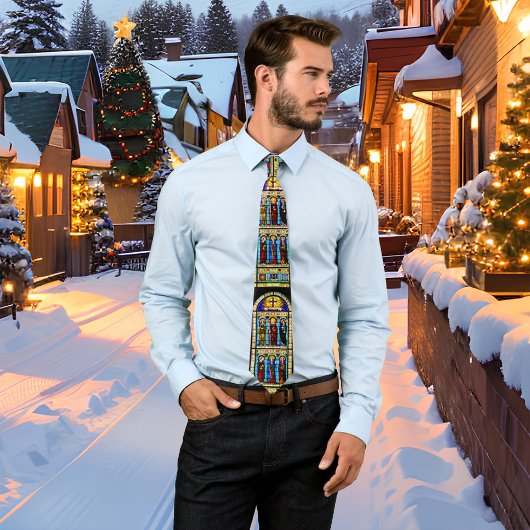 ステンドグラス教会の窓クリスマスネクタイ ネクタイ