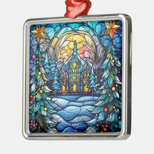ステンドグラス教会オーナメント メタルオーナメント (左)