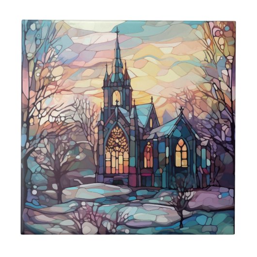 ステンドグラス教会セラミックタイル タイル (正面)