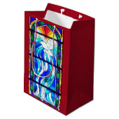 ステンドグラス教会窓の神霊の鳩 ミディアムペーパーバッグ (裏面アングル)