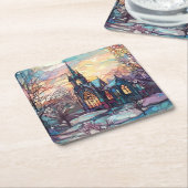 ステンドグラス教会紙コースター スクエアペーパーコースター (アングル)