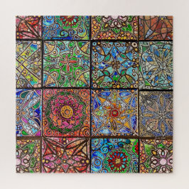 ステンドグラス曼荼羅パッチワーク ジグソーパズル