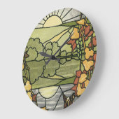 ステンドグラス朝日 ラージ壁時計 (傾斜)