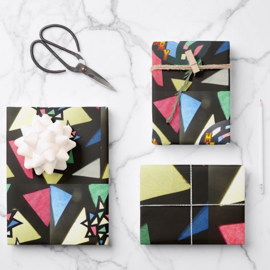 ステンドグラス柄のX'mas ラッピングペーパーシート (正面)