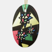 ステンドグラス柄3つ星オーバルオーナメント セラミックオーナメント (左)