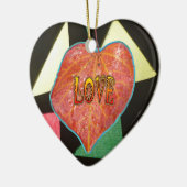 ステンドグラス柄LOVEリーフハートオーナメント セラミックオーナメント (左)