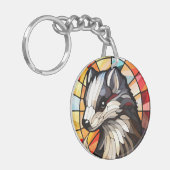 ステンドグラス森林の友人スカンク キーホルダー (正面左)