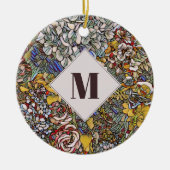 ステンドグラス植物性フローラモノグラム セラミックオーナメント (正面)