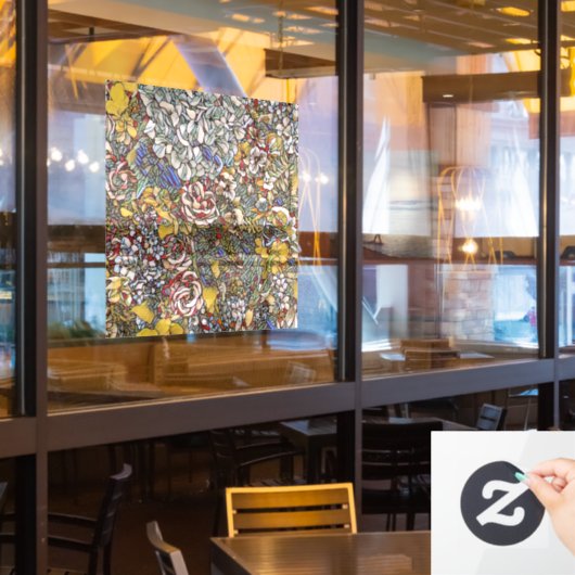 ステンドグラス植物性フローラ ウィンドウサイン (レストラン窓)