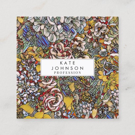 ステンドグラス植物性フローラ スクエア名刺 (正面)