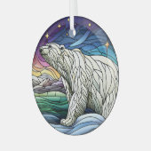 ステンドグラス極性クマ ガラスオーナメント (正面左)